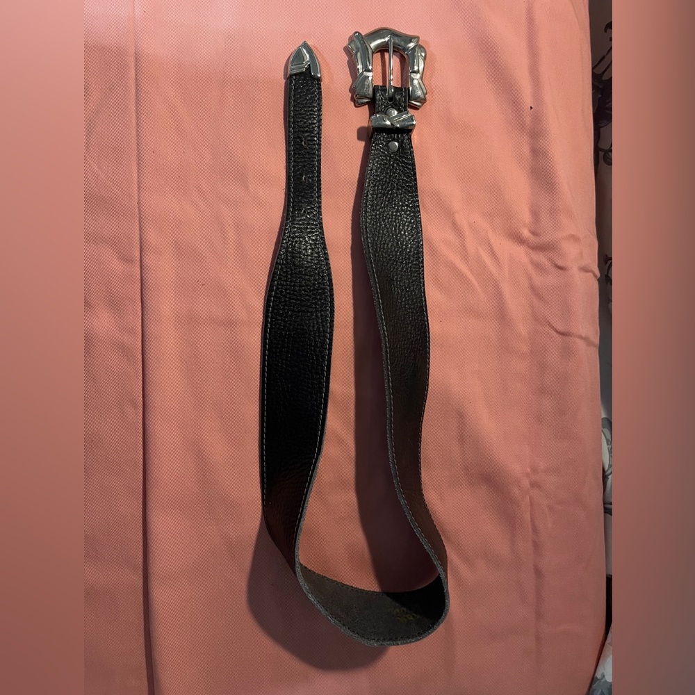Black Leather and silver Belt Western style